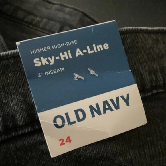 Old Navy Size 24 Shorts Black HIGH RISE SKY HI A-LINE CUT OFF Button Fly NWT - Picture 7 of 7